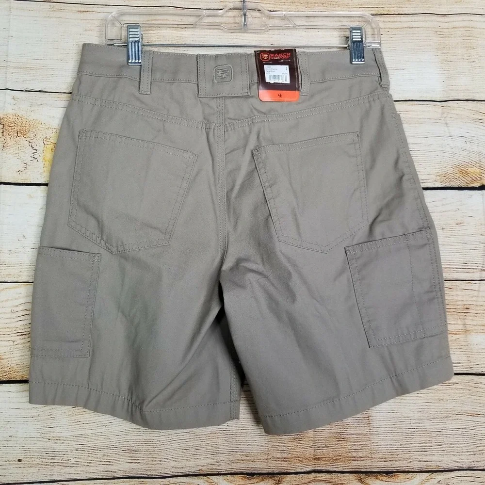Ranch Tough Women's Cargo Shorts Size 4 Tan Khaki‎ Canvas Flat Front New